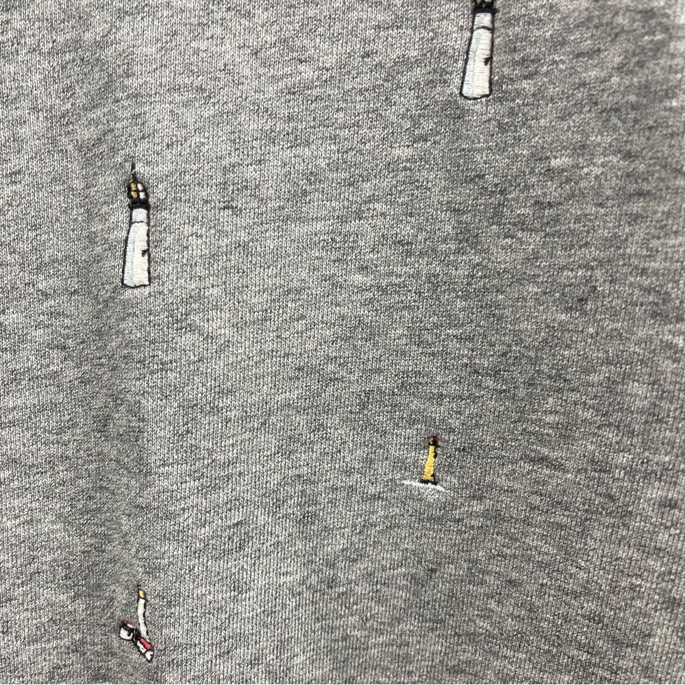 J. Crew Vintage Fleece Crewneck Sweatshirt Lighthouse Embroidered Sz L - Picture 7 of 10